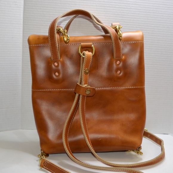 Iron Rivet Mini Backpack HONEY Leather Convertible Bag Hand Made in USA $350